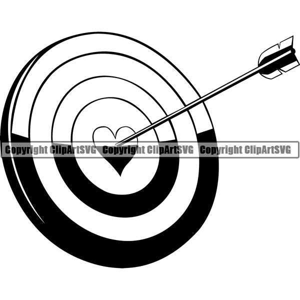 Sports Game Archery Heart  ClipArt SVG