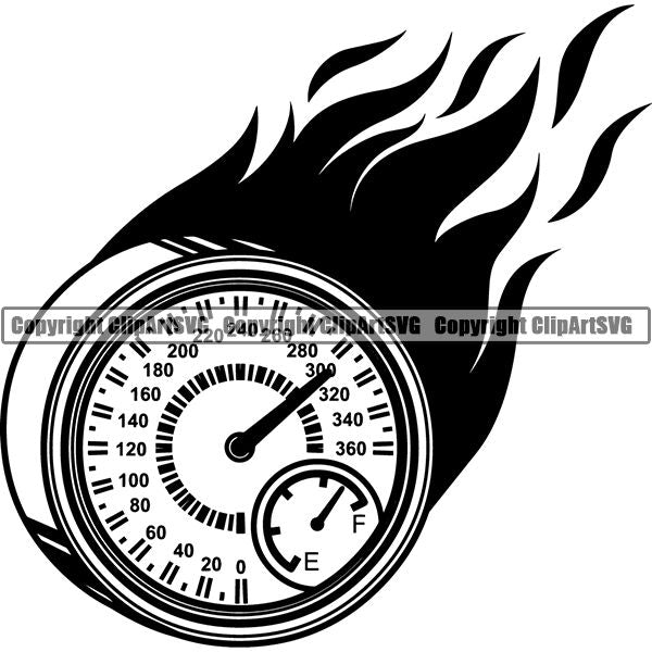 Sports Car Racing Fire ClipArt SVG