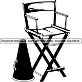 Acting Actor Movie Performer Performance Director Chair Megaphone ClipArt SVG