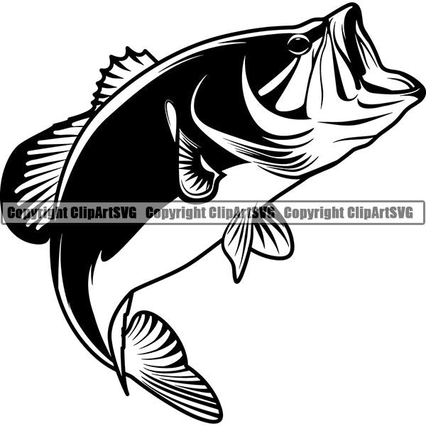 Sports Game Fishing Hunting Fish Hunt Bass ClipArt SVG