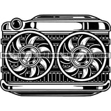 Mechanic Repair Shop Garage Radiator Fan ClipArt SVG