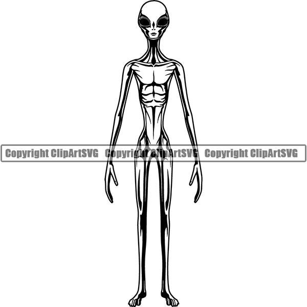 Astronaut Outer Space Shuttle Sci-Fi Science Fiction Alien ClipArt SVG