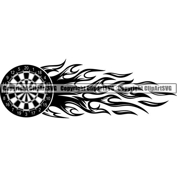 Sports Game Darts Fire ClipArt SVG