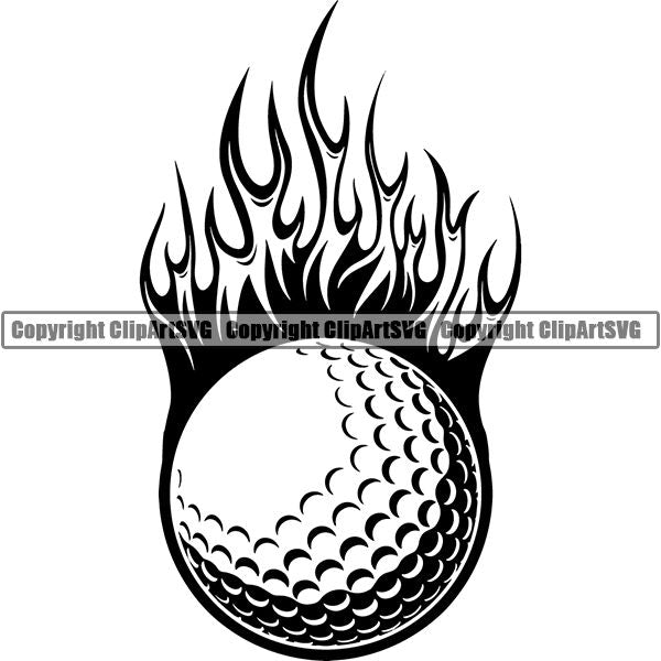 Sports Game Golf Fire ClipArt SVG