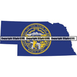 State Flag Map Nebraska ClipArt SVG