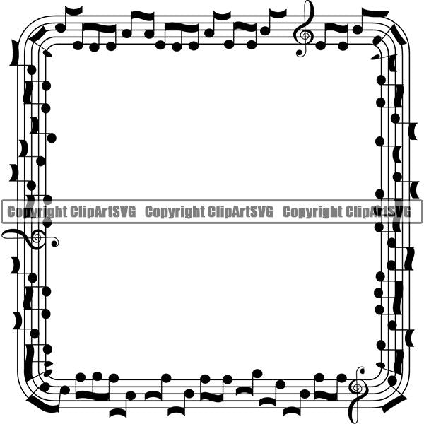 Music Design Element Frame Border Notes Lines Square ClipArt SVG