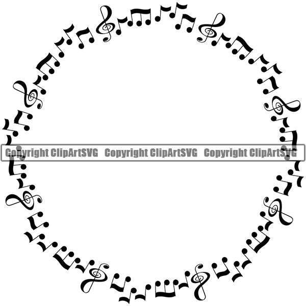 Music Design Element Frame Border Notes Scattered Circle ClipArt SVG
