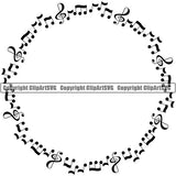 Music Design Element Frame Border Notes Scattered Circle ClipArt SVG