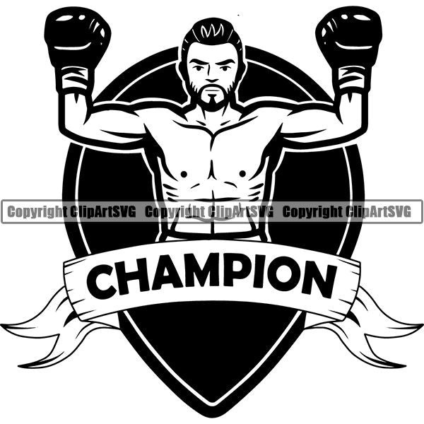 Sports Boxing Boxer MMA Fighter Logo ClipArt SVG