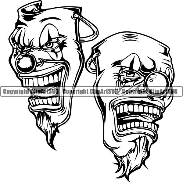 Skull Skeleton Mask Smile Now Cry Later Tattoo Tat ClipArt SVG