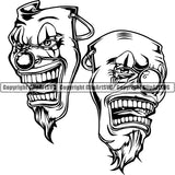 Skull Skeleton Mask Smile Now Cry Later Tattoo Tat ClipArt SVG