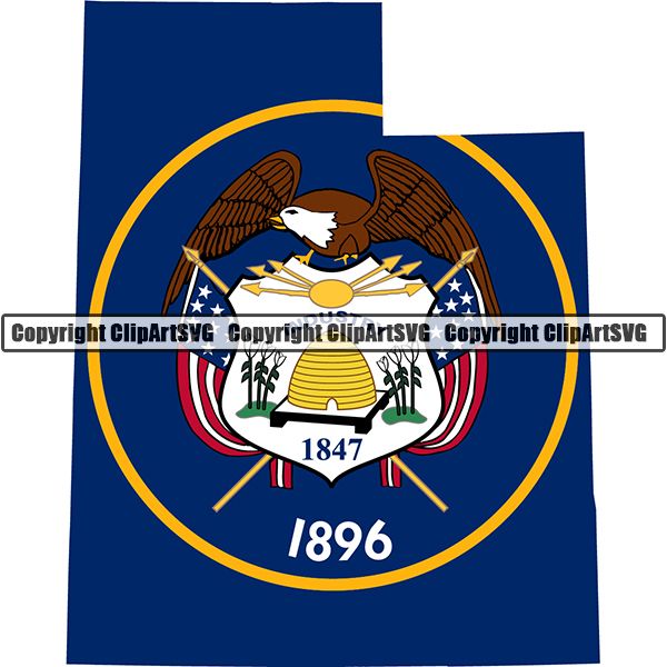 State Flag Map Utah ClipArt SVG