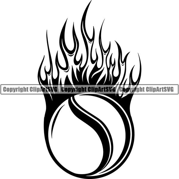 Sports Game Tennis Fire ClipArt SVG