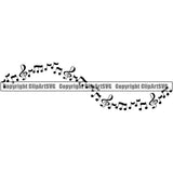 Music Design Element Frame Border Notes Scattered Line Wavy ClipArt SVG