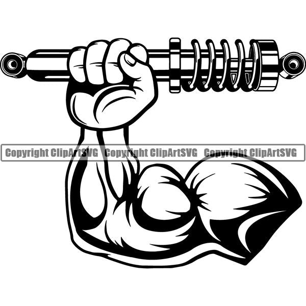 Mechanic Repair Shop Garage Engine Shock Absorber ClipArt SVG