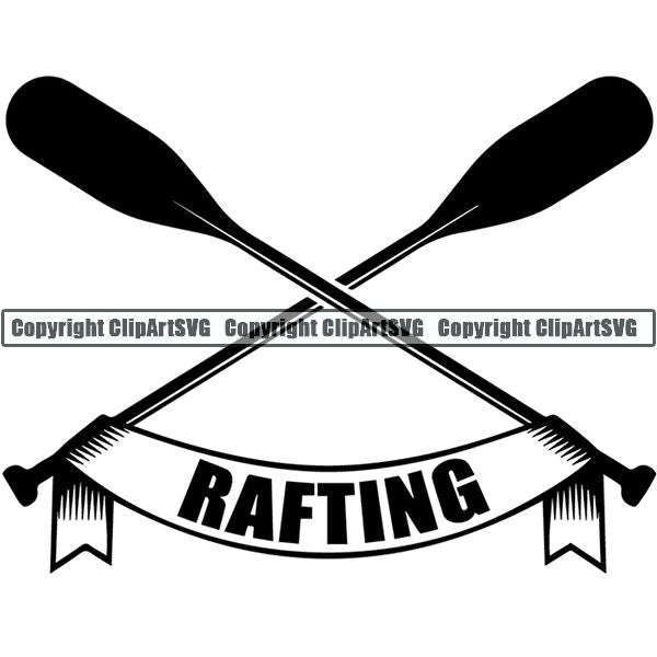 Kayak Kayaking Canoe Canoeing Raft Rafting Paddle Ore Logo ClipArt SVG