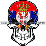 Country Flag Skull Serbia ClipArt SVG