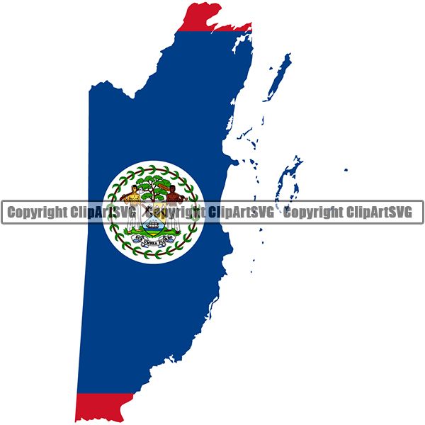 Country Flag Map Belize ClipArt SVG