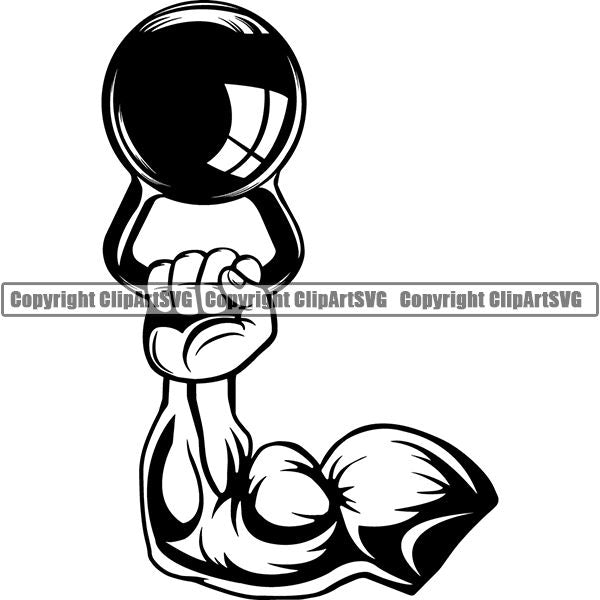 Gym Sports Bodybuilding Fitness Muscle Kettle Bell ClipArt SVG