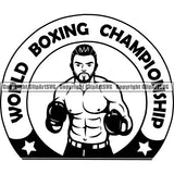 Sports Boxing Boxer MMA Fighter Logo ClipArt SVG