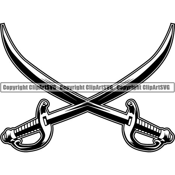 Military Weapon Knife Sword Crossed ClipArt SVG