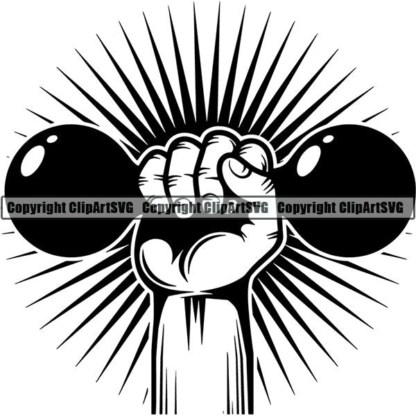 Gym Sports Bodybuilding Fitness Muscle Hand Sunburst ClipArt SVG