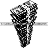 Money Cash Tall Pile High Design Stack Bank Finance Rich Wealthy Knot Roll Spread 100 Dollar Bill Currency Advertise Marketing Clipart SVG