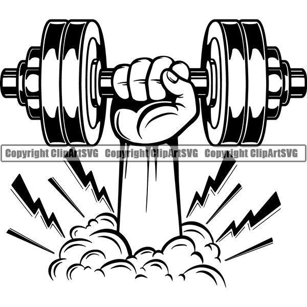 Gym Sports Bodybuilding Fitness Muscle Dumbbell ClipArt SVG
