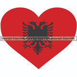 Country Flag Heart Albania ClipArt SVG