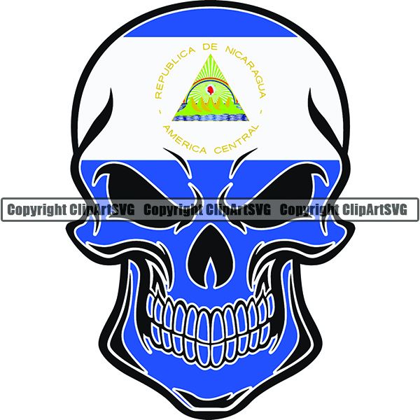 Country Flag Skull Nicaragua ClipArt SVG