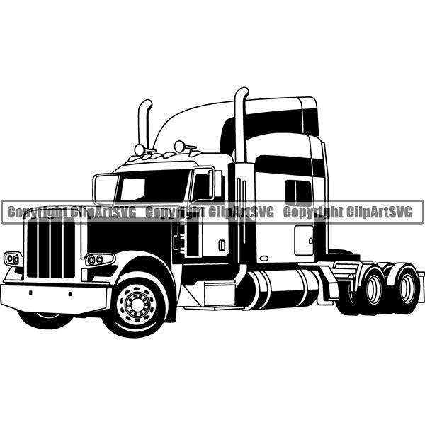 Truck Driver Trucking Trucker Driving Transportation Semi Tractor Trailer Logo ClipArt SVG