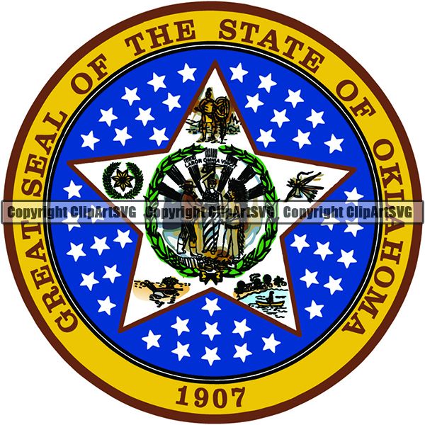 State Flag Seal Oklahoma ClipArt SVG