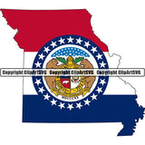 State Flag Map Missouri ClipArt SVG