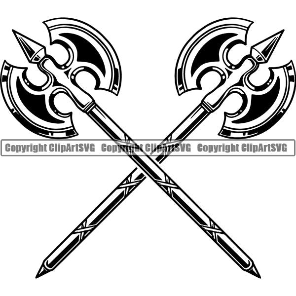Viking Warrior Axe Double ClipArt SVG