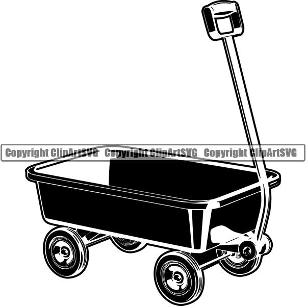 People Family Child Children Kid Toy Pull Wagon ClipArt SVG