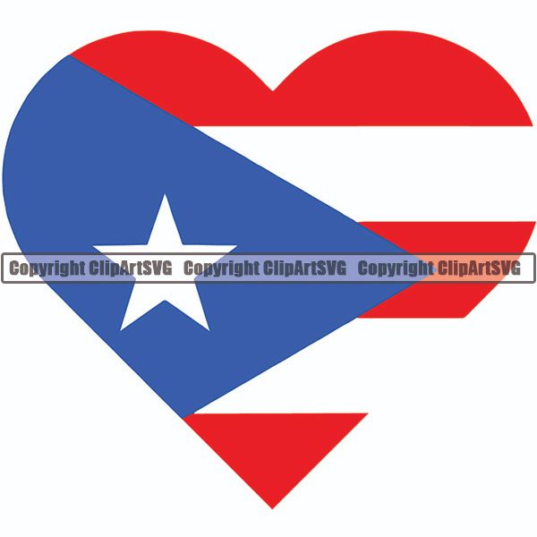Country Flag Heart Puerto Rico 2 ClipArt SVG
