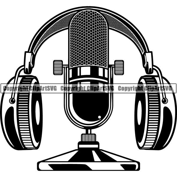 Microphone Mic Audio Music Record Broadcast Podcast Webinar Equipment ClipArt SVG