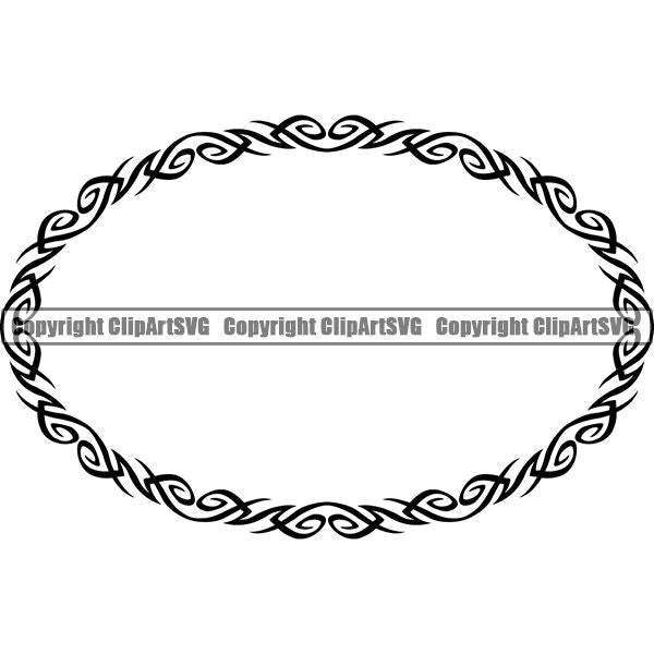 Viking Celtic Tribal Frame Border Design Element Oval ClipArt SVG