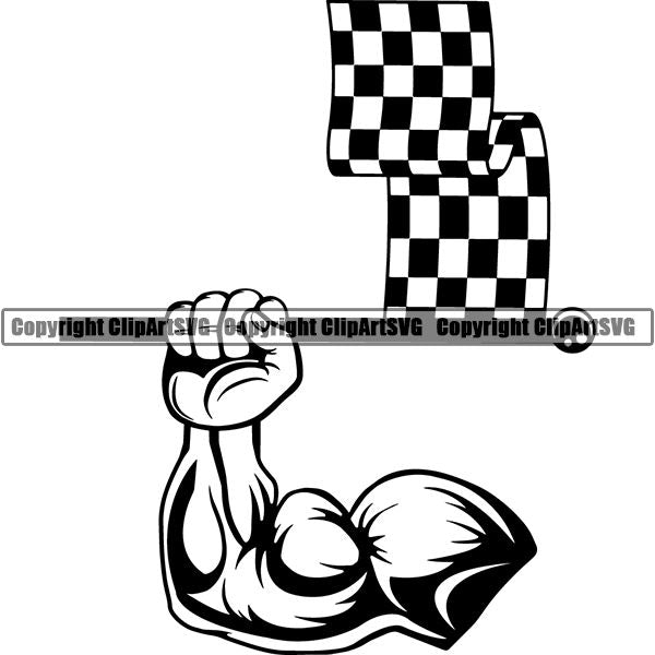 Sports Car Racing Checkered Flag ClipArt SVG