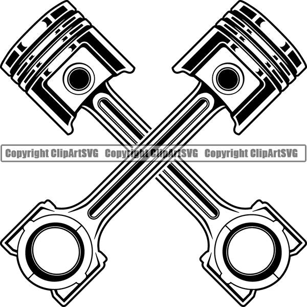 Mechanic Repair Shop Garage Engine Piston ClipArt SVG