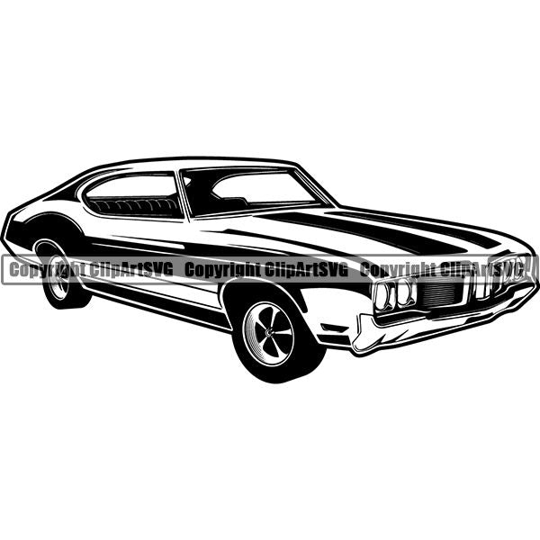 Sports Car Vintage Retro Classic ClipArt SVG