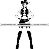 Occupation Cowboy Sexy Woman Cowgirl ClipArt SVG