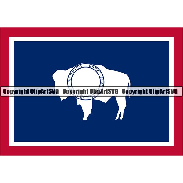 State Flag Map Wyoming ClipArt SVG