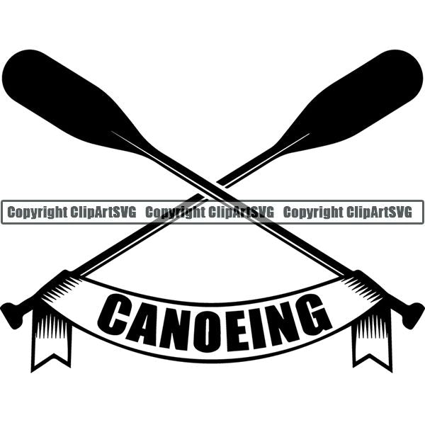 Kayak Kayaking Canoe Canoeing Raft Rafting Paddle Ore Logo ClipArt SVG