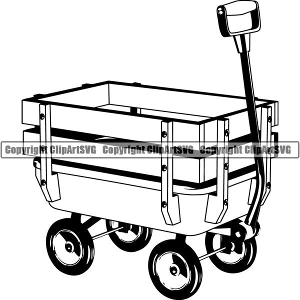 People Family Child Children Kid Toy Pull Wagon ClipArt SVG