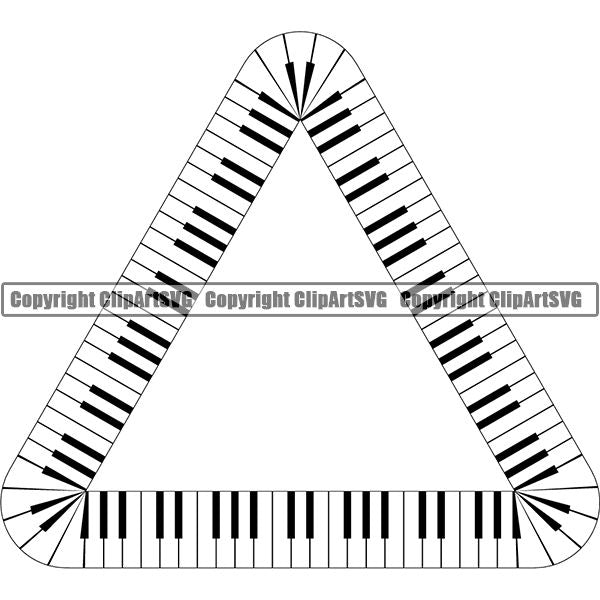 Music Design Element Frame Border Piano Keys Out Triangle ClipArt SVG