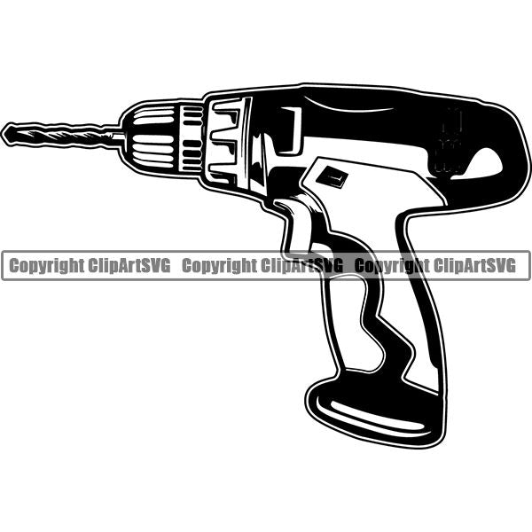 Construction Building Repair Service Drill Electric ClipArt SVG