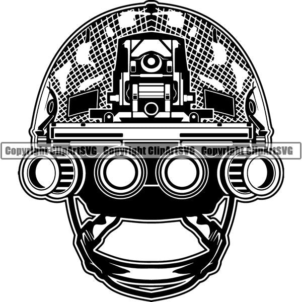 Military Weapon Soldier Helmet Army Helmet Night Vision Googles ClipArt SVG