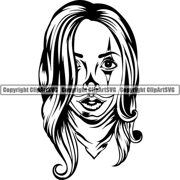 Gangster Thug Criminal Tattoo Woman ClipArt SVG
