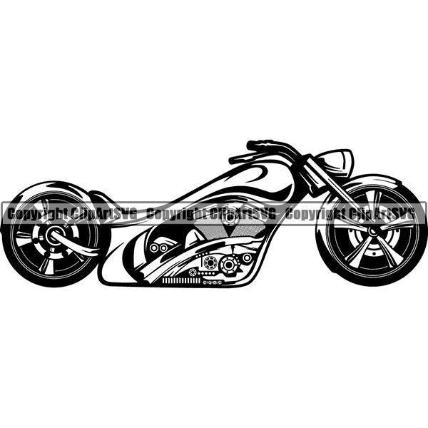 Motorcycle Bike Chopper ClipArt SVG